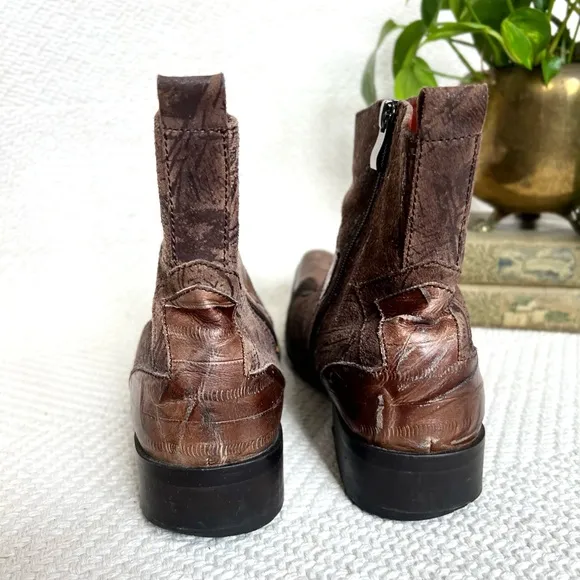 Robert Wayne Coors Mens Western Ankle Boots Square Toe Cross Brown 8