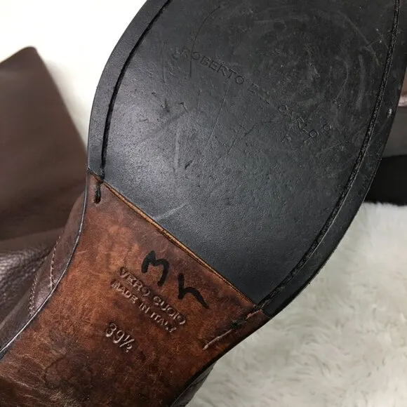 Roberto del Carlo Women's Brown Leather Tall Boots Size 39 1/2