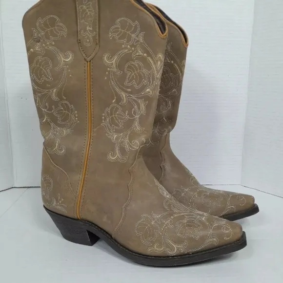 rockin country Collection Western boots Leather‎ Embroidered Women Sz 8.5