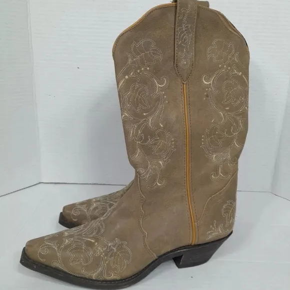 rockin country Collection Western boots Leather‎ Embroidered Women Sz 8.5