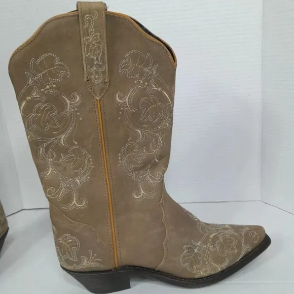 rockin country Collection Western boots Leather‎ Embroidered Women Sz 8.5