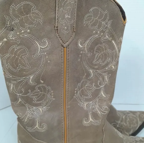 rockin country Collection Western boots Leather‎ Embroidered Women Sz 8.5
