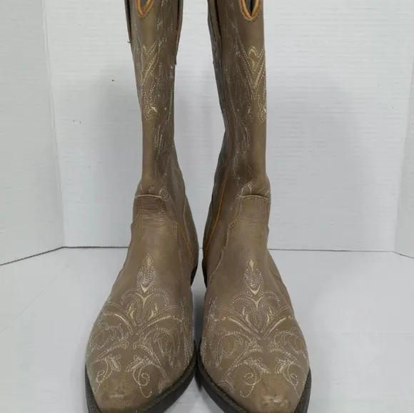 rockin country Collection Western boots Leather‎ Embroidered Women Sz 8.5