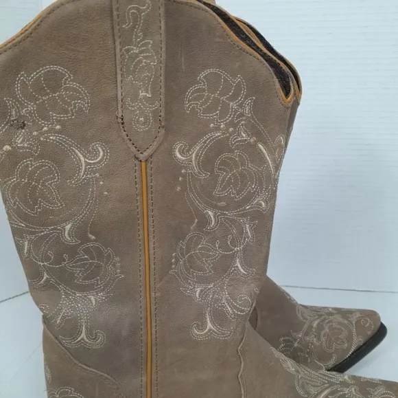 rockin country Collection Western boots Leather‎ Embroidered Women Sz 8.5