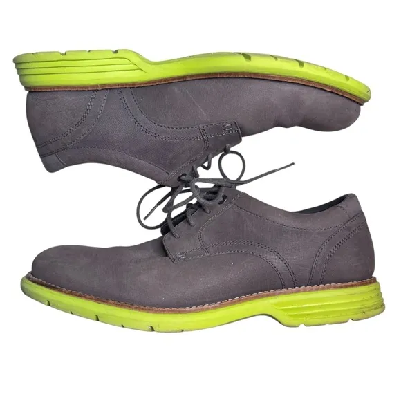 Rockport Men's Castlerock Lime Green Total Motion Plain Toe Lace Up Shoes Sz 10