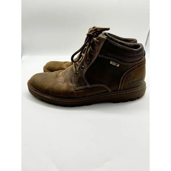 Rockport Trutech Hydro Shield Brown Leather Waterproof Work Boots Men’s Size 10