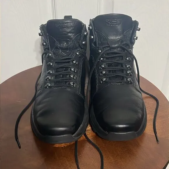 🔥ROCKPORT XCS Hydro-Shield Elkhart Black Leather Waterproof Boots Sz 12 -K70652