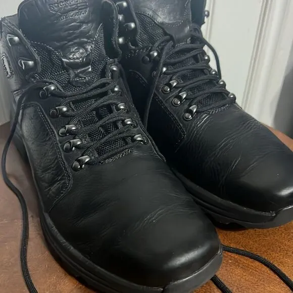 🔥ROCKPORT XCS Hydro-Shield Elkhart Black Leather Waterproof Boots Sz 12 -K70652
