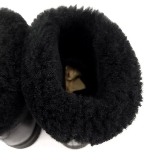 Rockport Fur Leather Black Boots Size 6.5 Lined Winter Fall Shoes Womens Boot