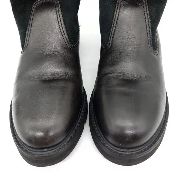 Rockport Fur Leather Black Boots Size 6.5 Lined Winter Fall Shoes Womens Boot