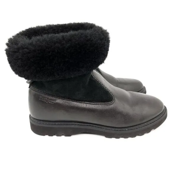 Rockport Fur Leather Black Boots Size 6.5 Lined Winter Fall Shoes Womens Boot