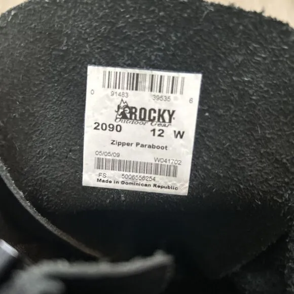 Rocky Men 10” Zipper Paraboot Police Boots Black Leather 2090 Waterproof Sz 12W