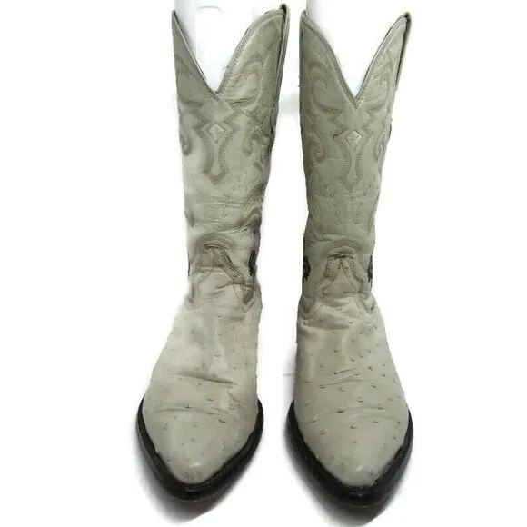 Rodeo MAX Ostrich Leather Cowboy Boots Size  8.5 (27 Mexico) Embroidered