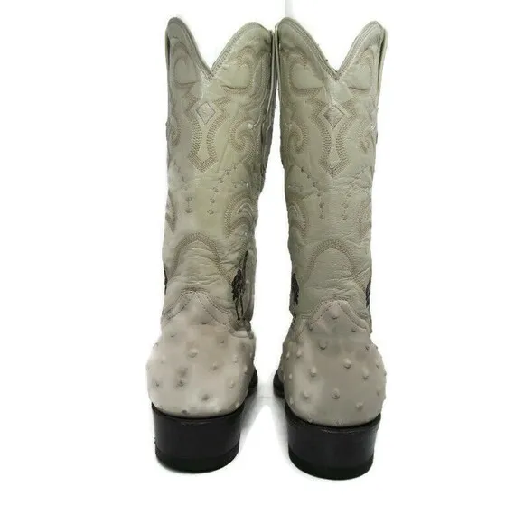Rodeo MAX Ostrich Leather Cowboy Boots Size  8.5 (27 Mexico) Embroidered