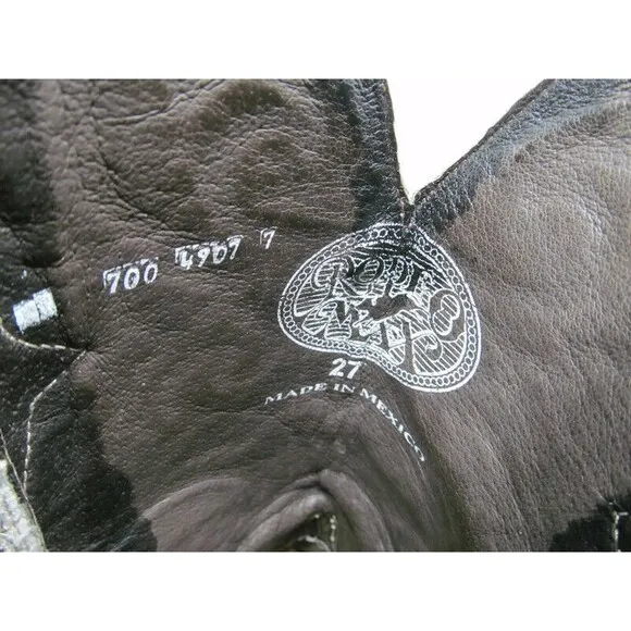 Rodeo MAX Ostrich Leather Cowboy Boots Size  8.5 (27 Mexico) Embroidered