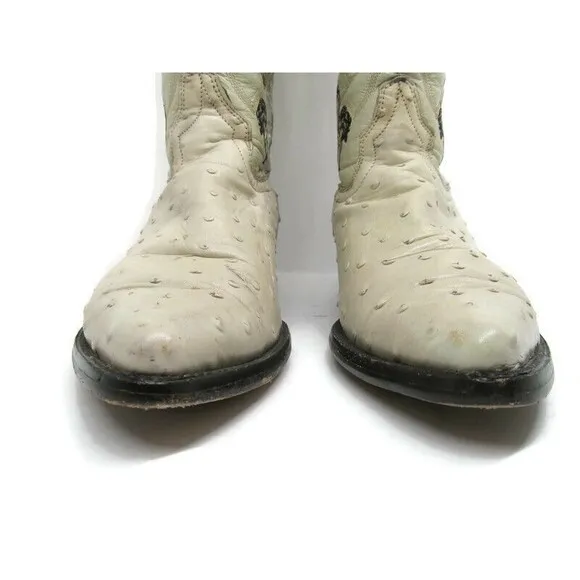Rodeo MAX Ostrich Leather Cowboy Boots Size  8.5 (27 Mexico) Embroidered