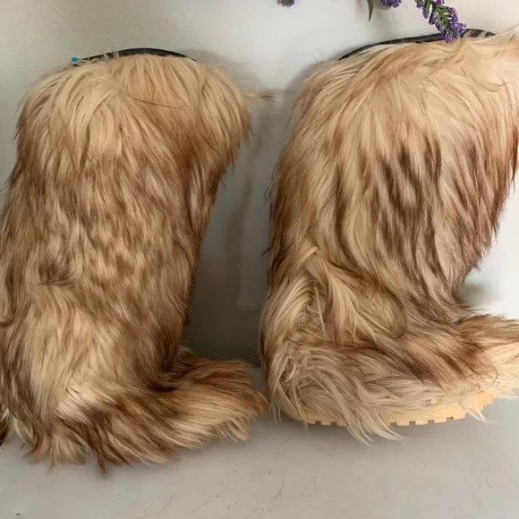 ROLUC IDEAL GOAT FUR HAIR MUKLUK SKI YETI ITALY SNOW BOOTS CHALET APRES