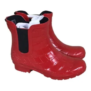 Roma Women Rain boots SZ.7 Chelsea Red Croc Emboss  Rain Boots