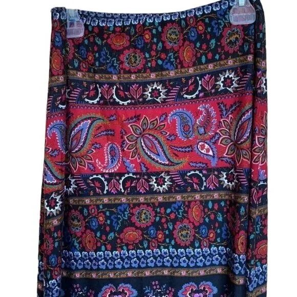 Romanian  bohemian floral ethnic printed designs maxi skirt women Medium