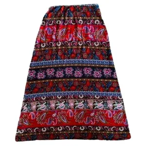 Romanian  bohemian floral ethnic printed designs maxi skirt women Medium