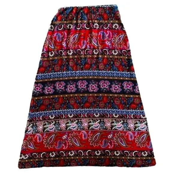 Romanian  bohemian floral ethnic printed designs maxi skirt women Medium