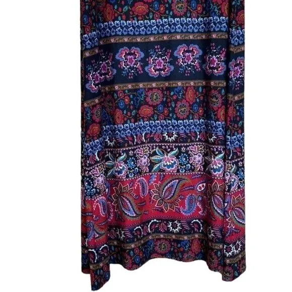 Romanian  bohemian floral ethnic printed designs maxi skirt women Medium