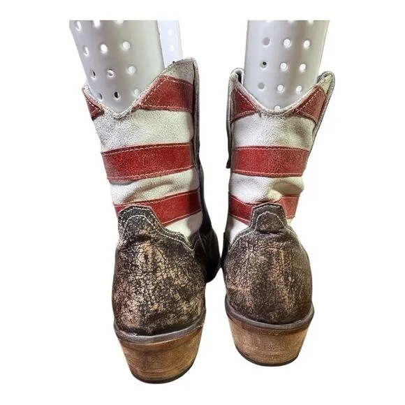 Roper American Beauty Flag Ankle Cowboy Boot Women size 10
