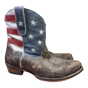Roper American Beauty Flag Ankle Cowboy Boot Women size 10