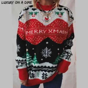 Rudolph Merry Xmas Reindeer Knit Holiday Fair Isle Christmas Night Sweater Shirt