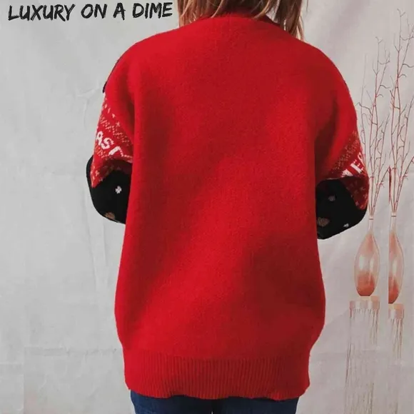 Rudolph Merry Xmas Reindeer Knit Holiday Fair Isle Christmas Night Sweater Shirt