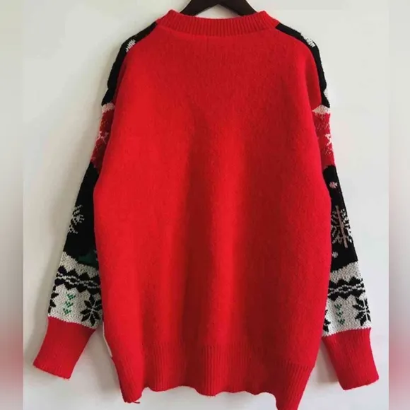 Rudolph Merry Xmas Reindeer Knit Holiday Fair Isle Christmas Night Sweater Shirt