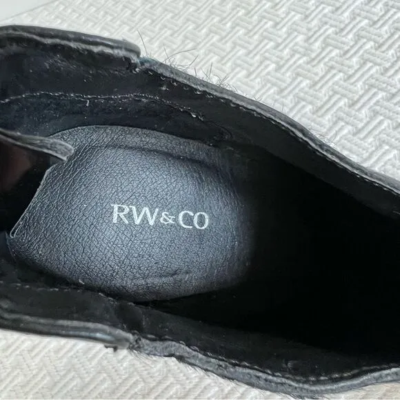 RW&amp;CO. Western calf hair ankle boots heels booties leather black size 6