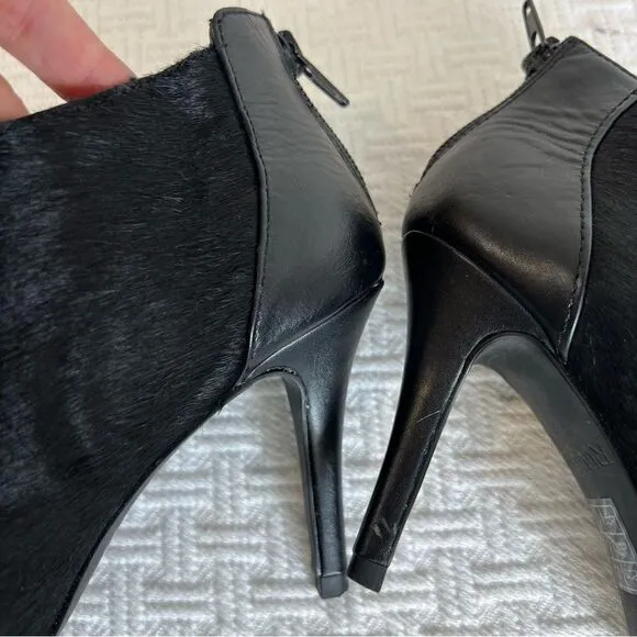 RW&amp;CO. Western calf hair ankle boots heels booties leather black size 6