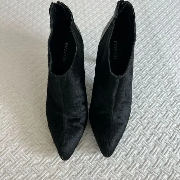 RW&amp;CO. Western calf hair ankle boots heels booties leather black size 6