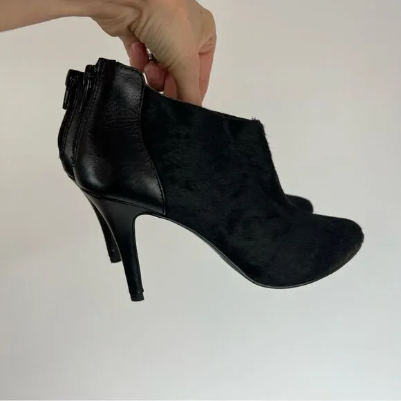 RW&amp;CO. Western calf hair ankle boots heels booties leather black size 6