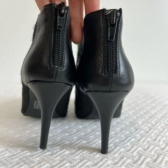 RW&amp;CO. Western calf hair ankle boots heels booties leather black size 6