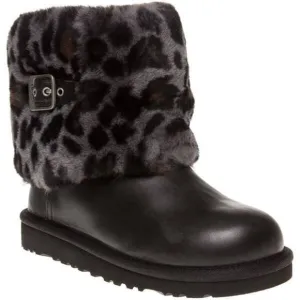 SALE New UGG Ellee Animal Fur Cuff Leather Boots Girls Size 4 fits women's 5.5