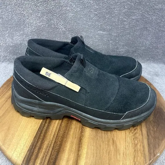 Salomon Contagrip CX Snow Clog Mule Slip-On Winter Black Suede Men's Size 9.5