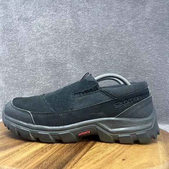 Salomon Contagrip CX Snow Clog Mule Slip-On Winter Black Suede Men's Size 9.5