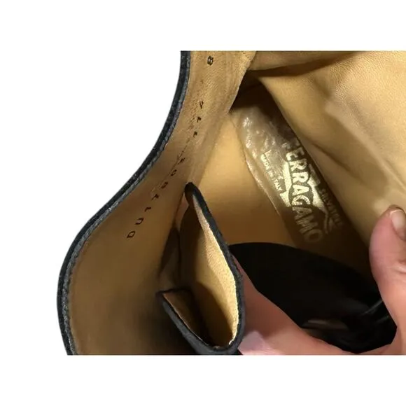 Salvatore Ferragamo Black Suede Lace Up Boots