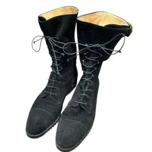 Salvatore Ferragamo Black Suede Lace Up Boots