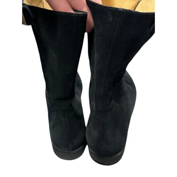 Salvatore Ferragamo Black Suede Lace Up Boots