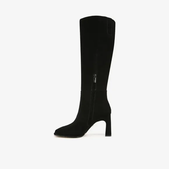 Sam Edelman Black Issabel Suede Knee High Boot Size 8.5 Squared Toe
