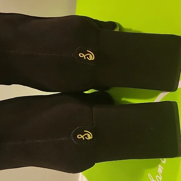 Sam Edelman Black Issabel Suede Knee High Boot Size 8.5 Squared Toe