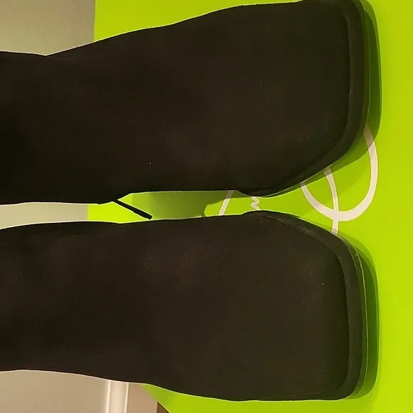 Sam Edelman Black Issabel Suede Knee High Boot Size 8.5 Squared Toe