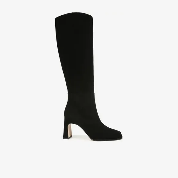 Sam Edelman Black Issabel Suede Knee High Boot Size 8.5 Squared Toe