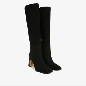 Sam Edelman Black Issabel Suede Knee High Boot Size 8.5 Squared Toe