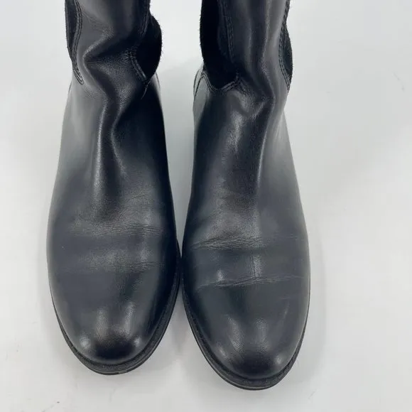 Sam Edelman Black Leather Heeled Boots | Almond Toe Design
