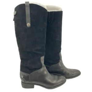 Sam Edelman Black Leather Heeled Boots | Almond Toe Design