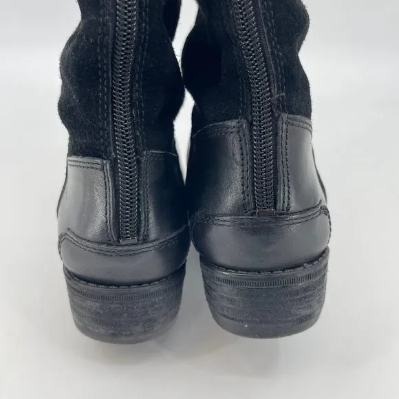 Sam Edelman Black Leather Heeled Boots | Almond Toe Design